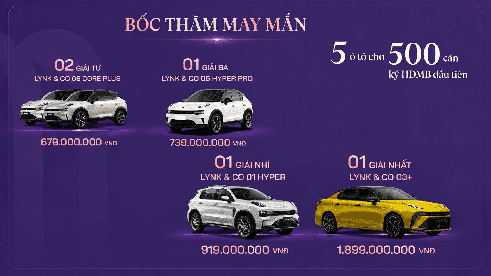 Bốc thăm trúng 5 xe Lynk & Co cho 500 khách hàng đầu tiên