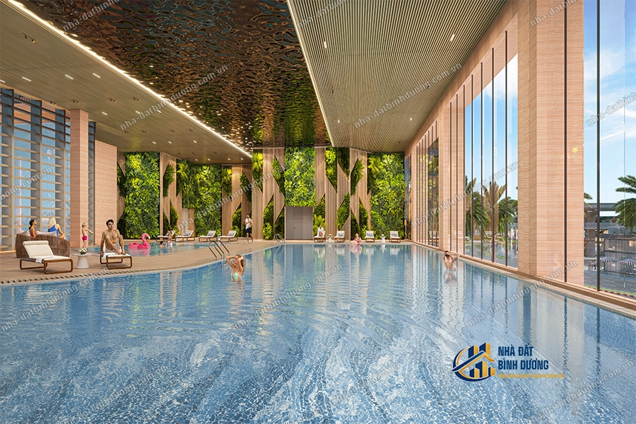 Hệ thống tiện ích nội khu cao cấp và hồ bơi indoor tại Nam Mekong Grand Plaza